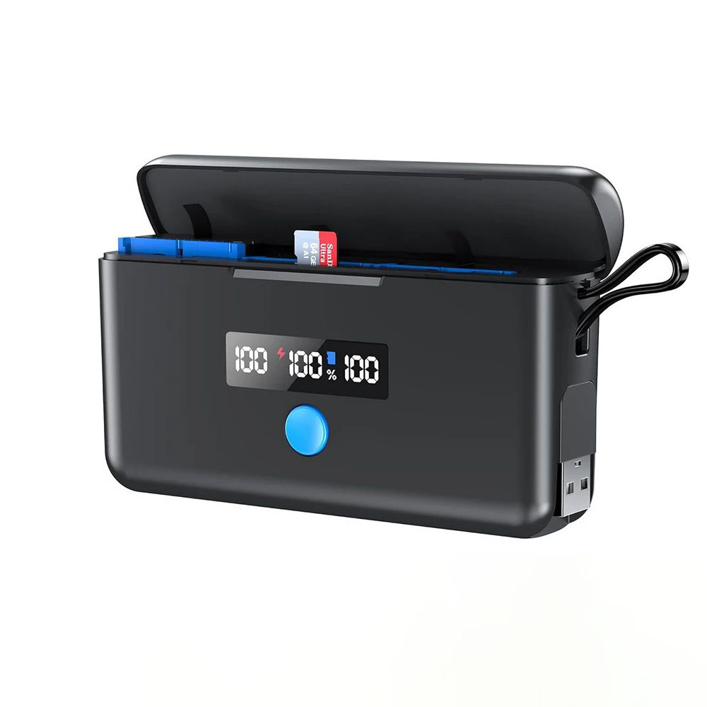 GoPro battery charger for GoPro Hero12 11 10 9 8 7 6 5battery3slot TF card battery storage charger box for Gopro series batterie