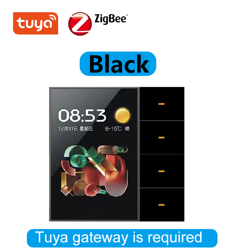 Tuya Zigbee 3.5 Inch Smart Wall Switch Touch Screen 4 Groups Switch 8-way Scene Radar Sensor Dimming Switch Curtain Smart Home. 