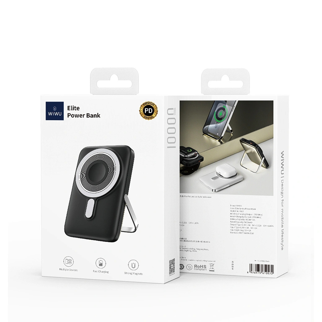 WiWU Wi-P018 Elite Power Bank 10000mAh Magnetic Wireless Charging With Stand. 