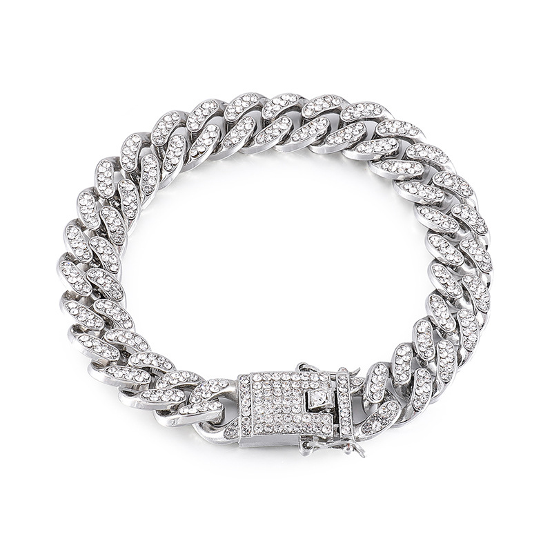 Hip Hop bracelet Bling Iced Out Men Bracelet Miami Cuban Link Chain Bracelets for Men Jewelry. 