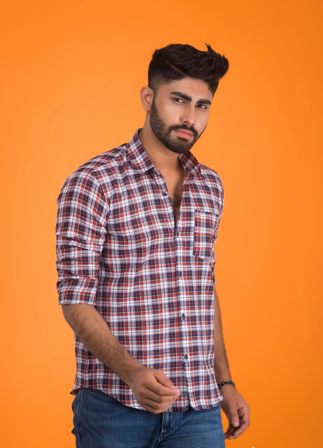 Stylish Cotton Full Sleeve Cheek Shirt For Men. 