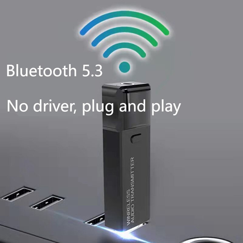 Driver-Free USB Bluetooth 5.3 Audio Transmitter, for Game Console PS4/5, Computer, Compatible with Windows XP/7/8/10. 