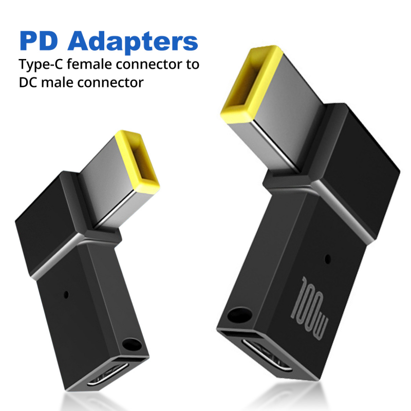 PD 100W USB Type C Female to DC Male Adapter For Lenovo Thinkpad USB-C Fast Charging Cable Converter Square PD Plug