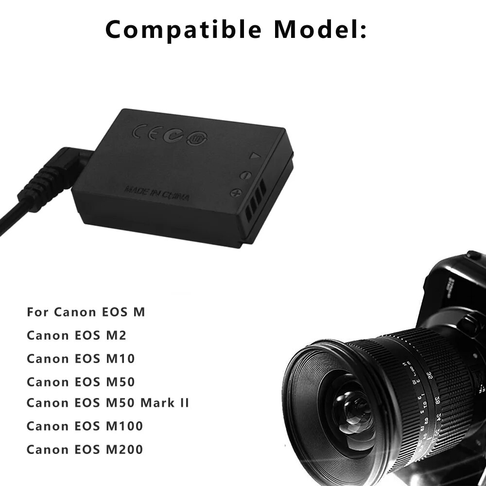 LP-E12 LPE12 ACK-E12 USB TYPE-C Cable Dummy Battery DR-E12 PD Adapter for Canon EOS M2 M10 M50 M100 M200 Cameras. 