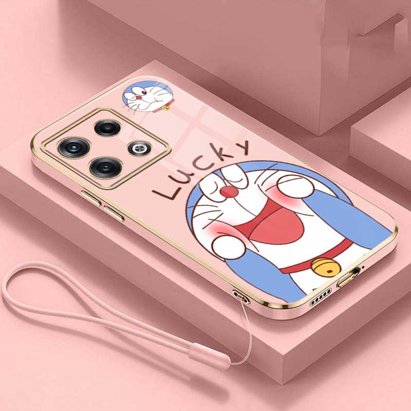 Redmi Note 13 Pro+ Plus 5G Note13 Pro Glossy Lucky Doraemon Casing Square Edges Plating Back TPU Soft Case Cover. 