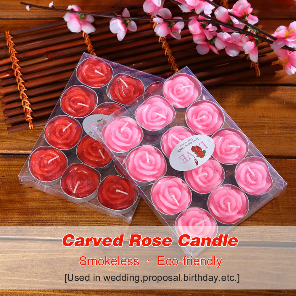 Rose Scented Tea Lights Candles 12 Packs 2 Hours Burn Duration Highly Scented Rose Shaped Candle Set for Wedding Proposal Birthday Valentines Day Festivals Pink. 