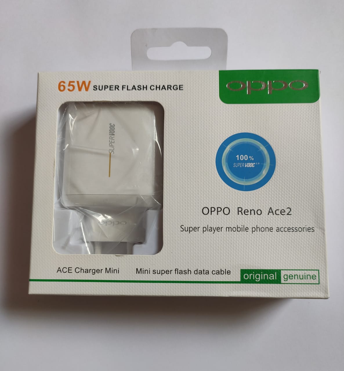 Official Oppo 65W Supervooc Flash Charger With Type-C Cable(3 Feet) - Fast Charger. 