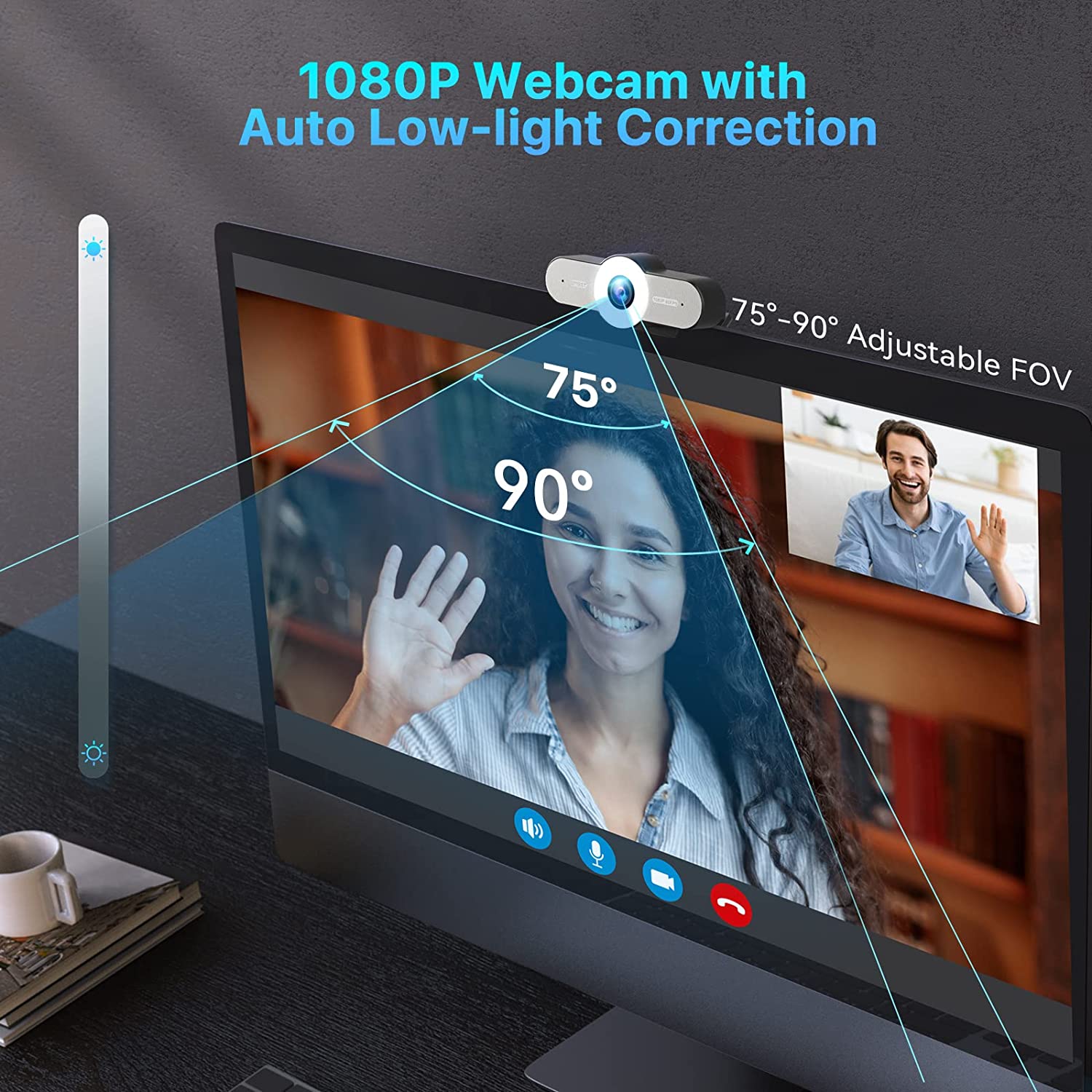 Webcam 1080P 60FPS Autofocus Streaming Web Camera USB Camera with Microphone EMEET USB Computer Camera for Meeting/Gaming/Class. 