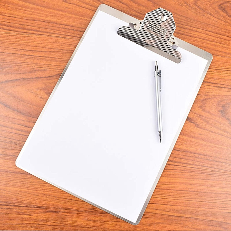 File Folder Metal Clipboard A4 Stainless Steel Clip Board Organizer Binder Board Menu Splint for Office School Teach. 