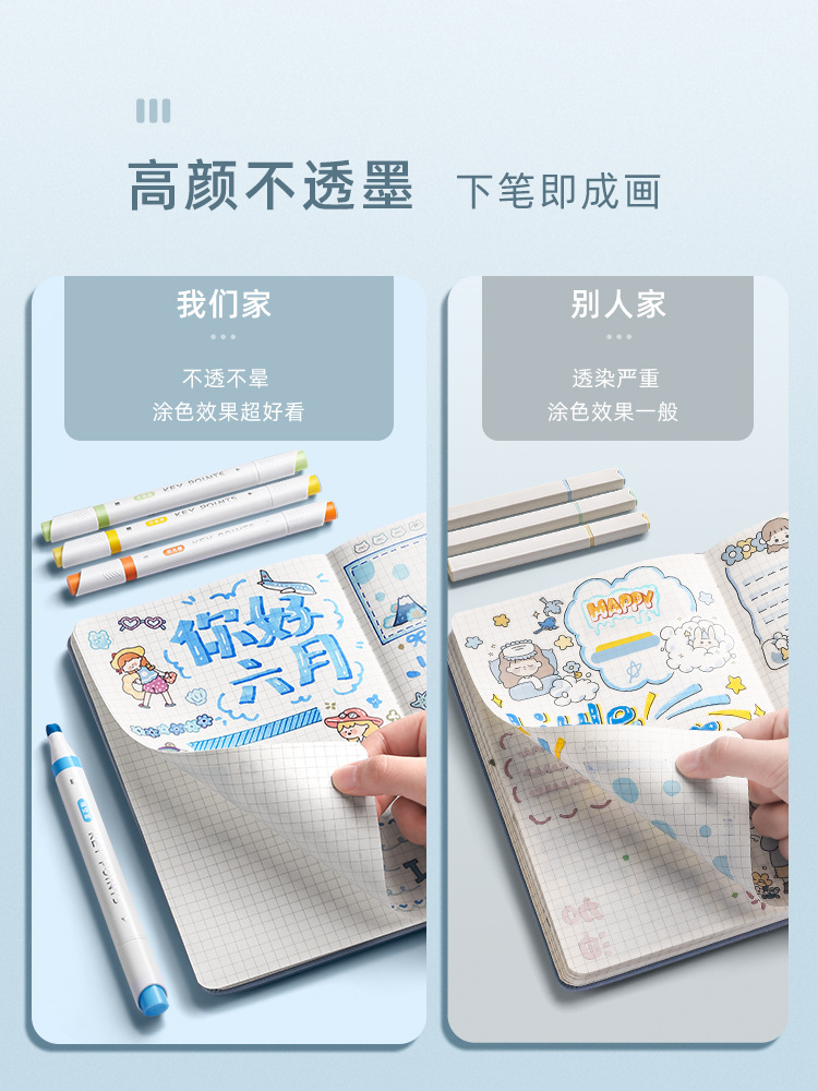 Quilimen Fluorescent Pen Morandi Marker Light Color Macaron Double-Headed Marking Pen Silver Light Multi-Color Good-looking. 
