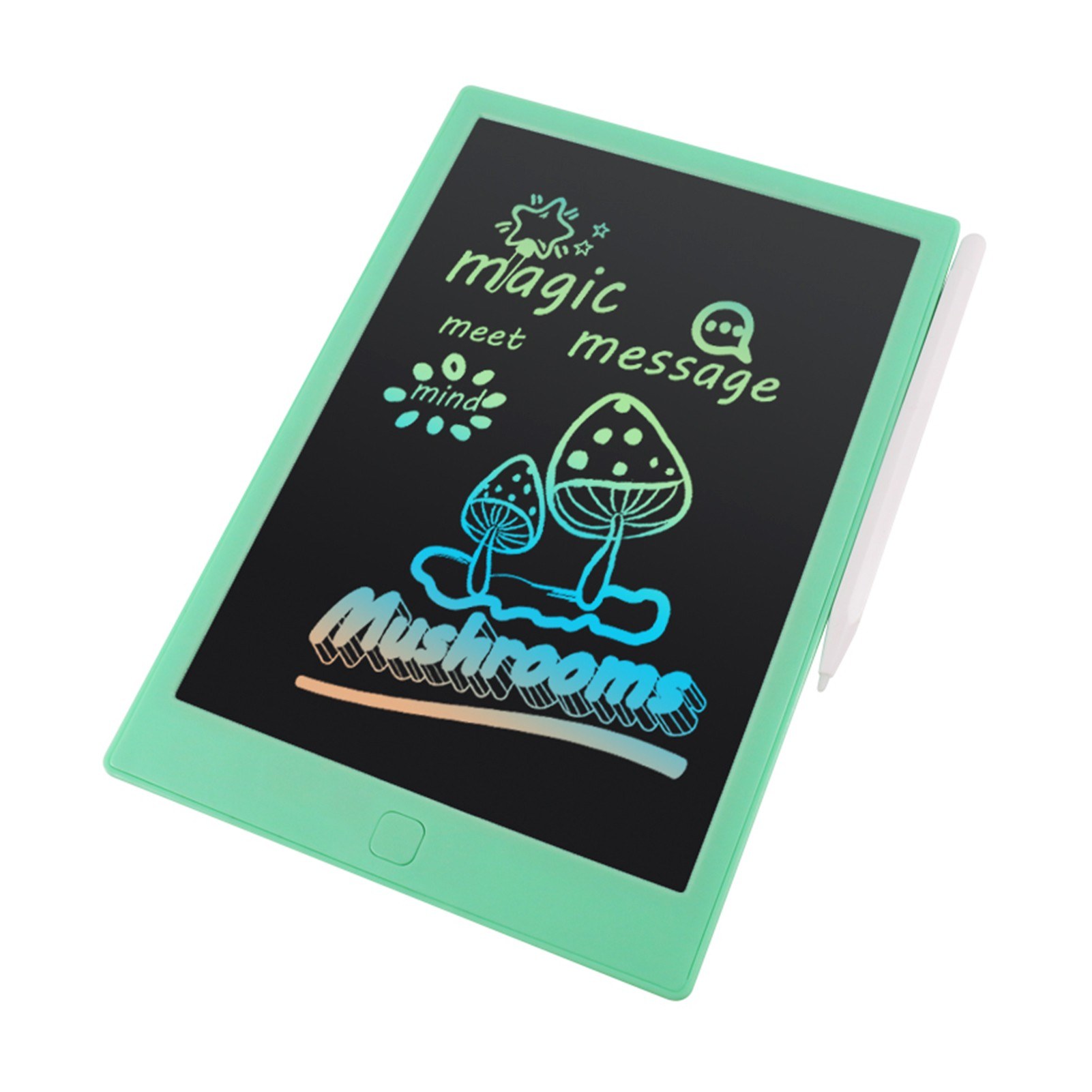 LCD writing pad with 10 inch monochrome screen, touch pen for writing notes for toddlers - white. 