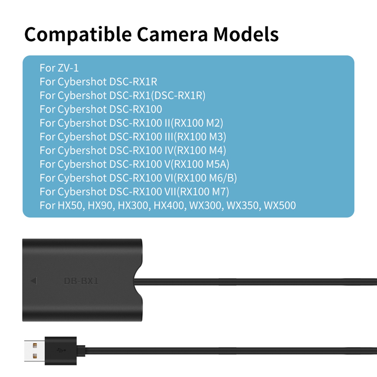 NP-BX1 Dummy Battery ZV-1 RX100 M7 M6 M5 RX1R HX50 Camera. 