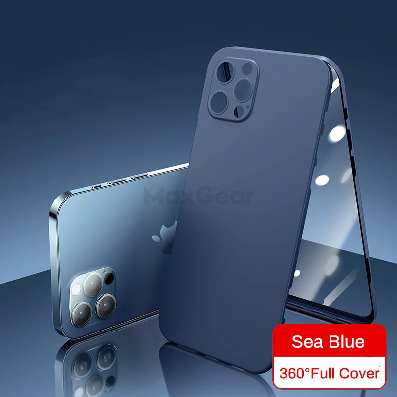 【Solitary waves】Ultra Thin 360 Full Cover Case For iPhone 12 Pro Max 13 Mini Coque Case For iPhone 11 Pro X XR XS Max 11Pro Tempered Glass Cover. 