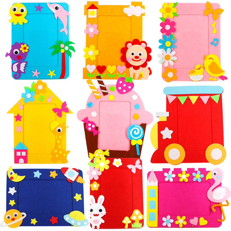 DIY Non-woven Picture Frame 3D Photo Frame Children Non-woven Stickers Handmade DIY Toys Material Package Craft Toys. 