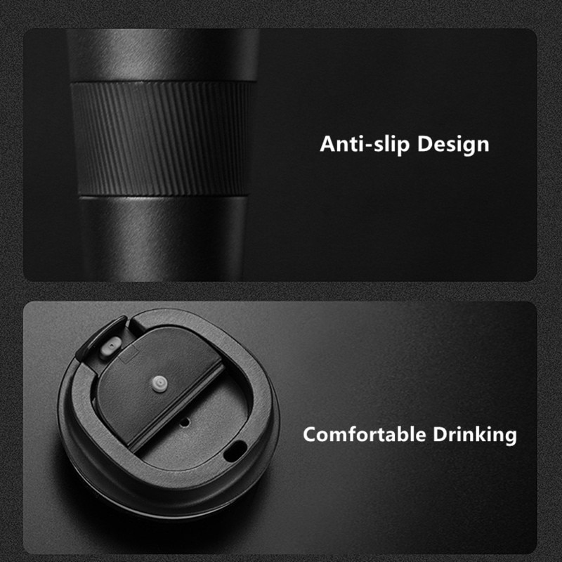 380ml/510ml Double Stainless Steel Coffee Thermos Mug with Noan-slip Case Car Vacuum Flask Travel Insulated Bottle. 
