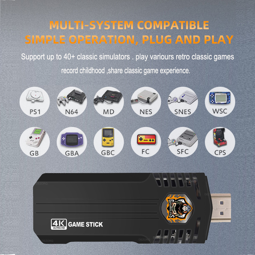 X8 Pro Retro Video Game Console 64G 30000+ Games Emuelec 4.5 Wireless Gamepad 40+ Emulator Game Stick 4K for N64/PSP/SNES. 