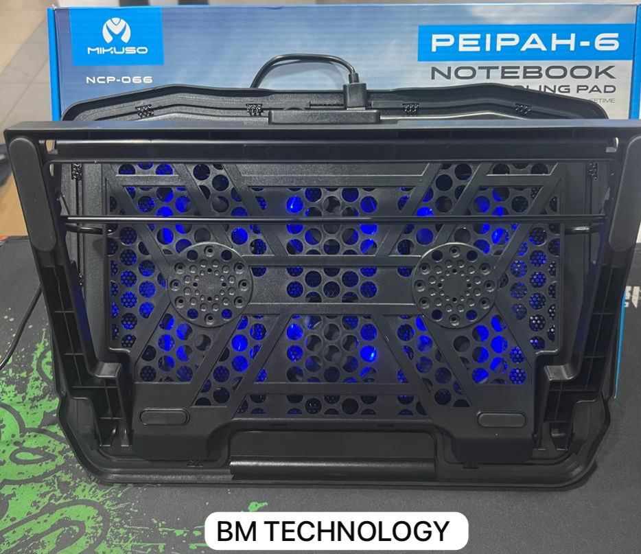 MIKUSO PEIPAH 6  LED FANS SUPER SILENT NOTEBOOK GAMING COOLING PAD (NCP-O66). 