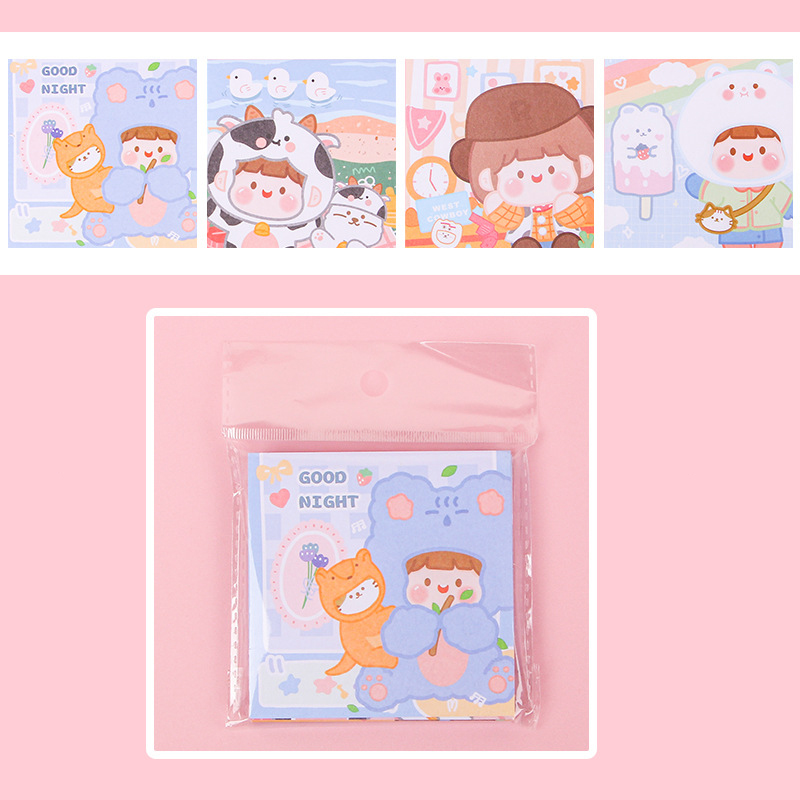 Creative Stationery Cartoon Cute Post-it Note Colorful Student Mark Message Note Paper Can Tear Girl Heart Small Book