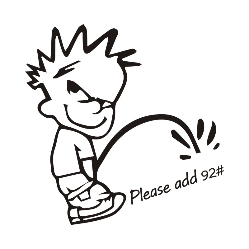 【DM bag factory Store】Aliauto Funny Car Cartoon Kids Pee Please 92 Automobiles Motorcycles Decoration Fuel Tank Decal,12cm*12cm. 