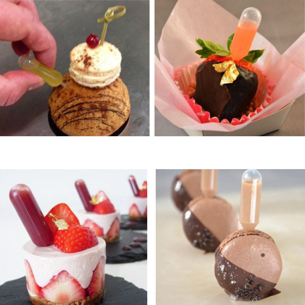 50pcs Dispenser Ice Macaron Pastries Ketchup Stuffed Mini Transfer 4ml Sauce Droppers. 