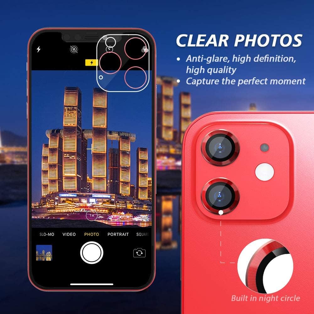 For Apple iPhone 11 Red WSKEN Ring Alloy Ultra Thin Camera Lens Protector. 