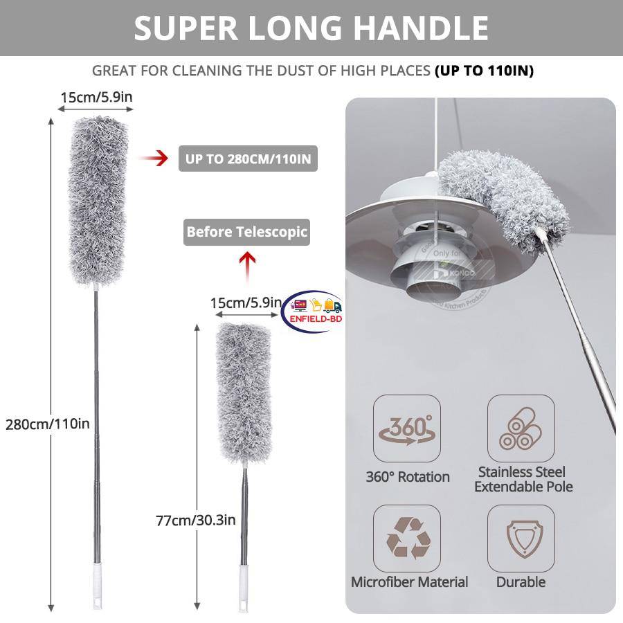 Extendable Flexible Duster for Cleaning Complicated Areas and ceiling fan, Microfiber Duster , Super Long Extendable Dusters. 