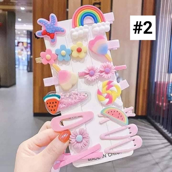 14 Pieces Set colourful Hair Clips For Girl and Children