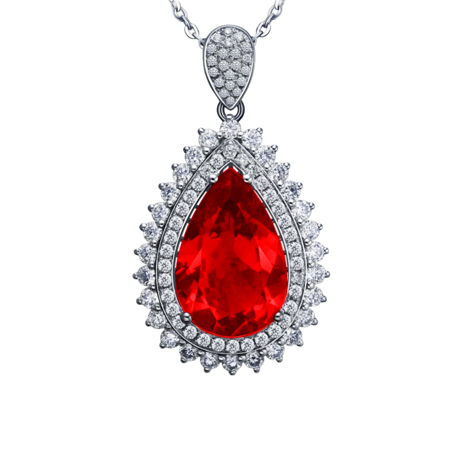 Douyin live sparkling luxury pear-shaped pendant inlaid tanzanite high carbon diamond ruby pendant clavicle chain