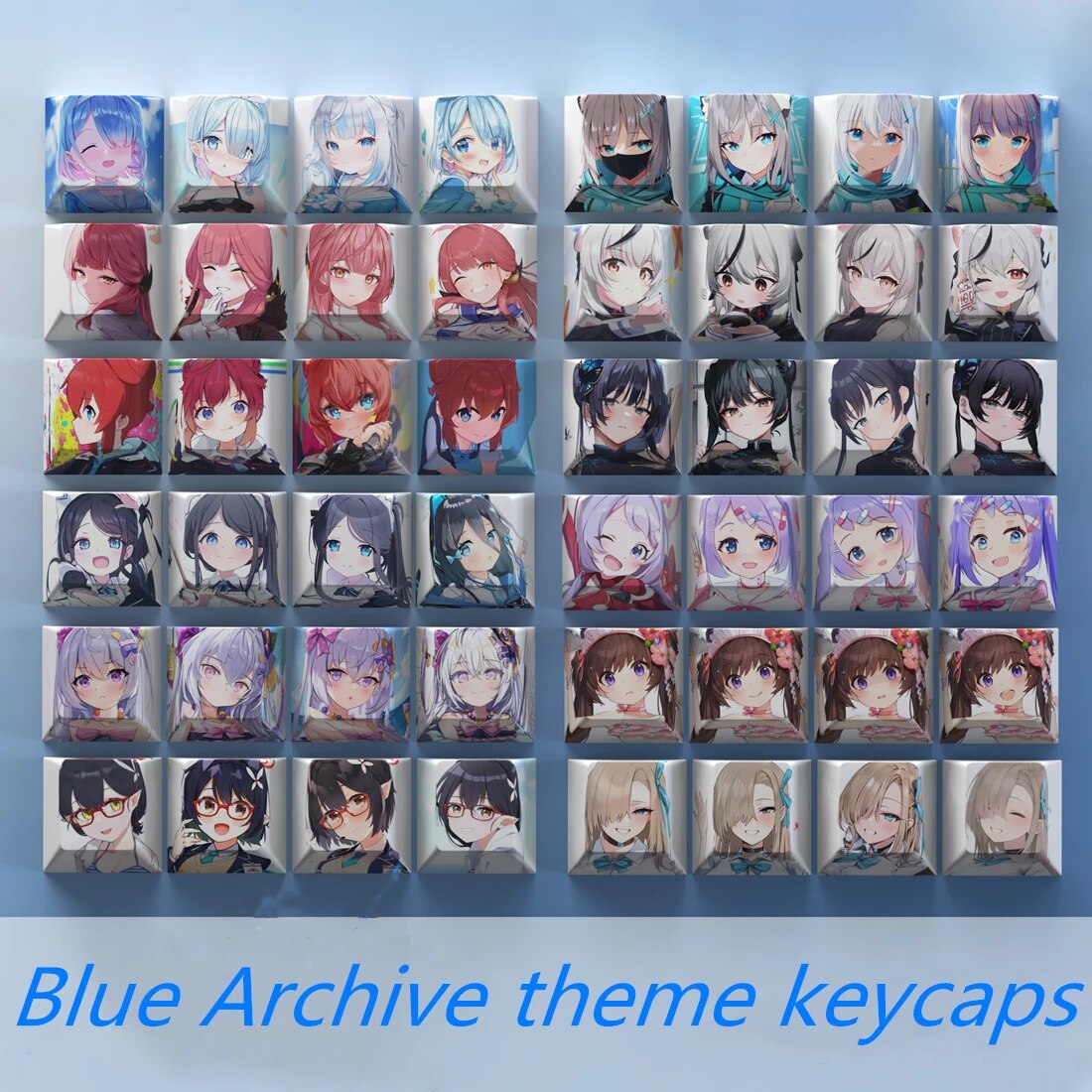4 Keys/set Blue Archive Keycaps PBT Dye Sublimation Key Caps For MX Switches Cherry Profile Keycap Kisaki Arona Sunohara Kokona