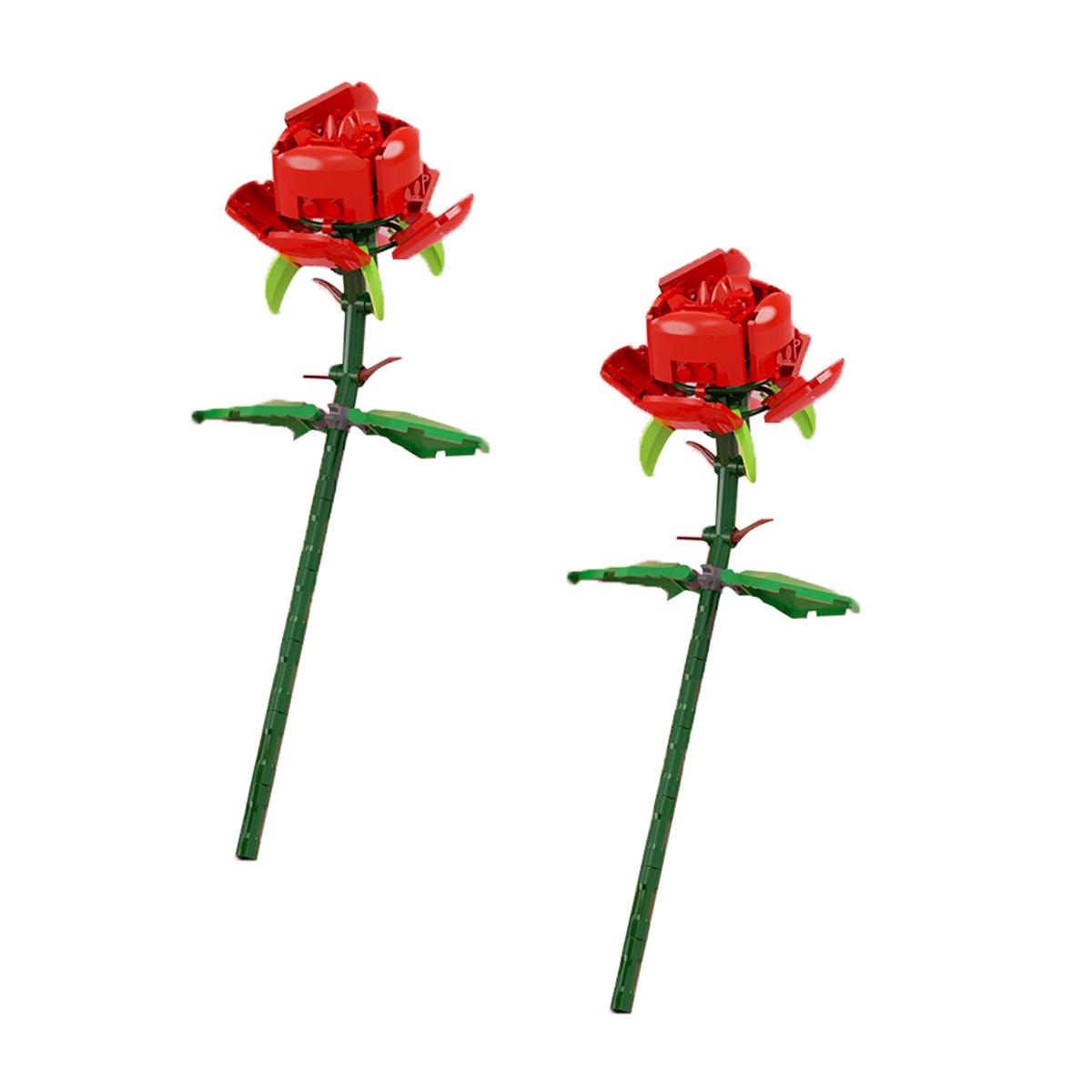 1 Set Building Block Rose High Simulation DIY Easily Install Rose Flower Bouquet Building Blocks Romantic Kit for Christmas Gift