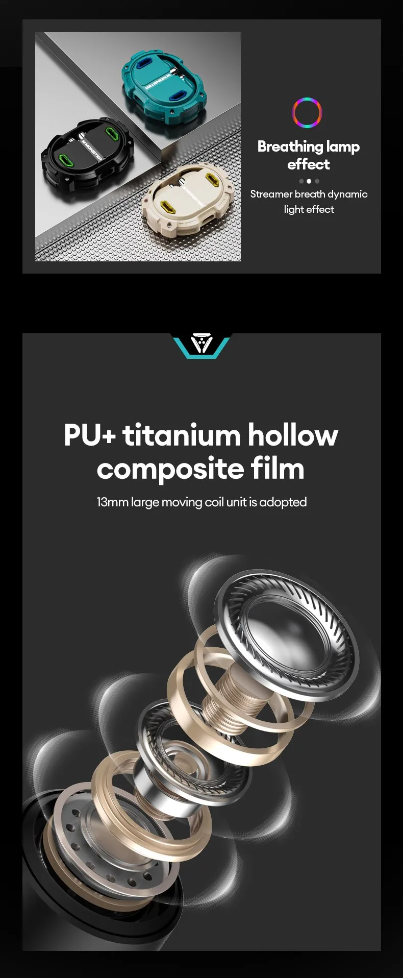 Original Monster XKT10 Pro Ture Wireless Bluetooth 5.3 Low Latency Headset Fast Charging Headphones Noise Reduction Earphones. 