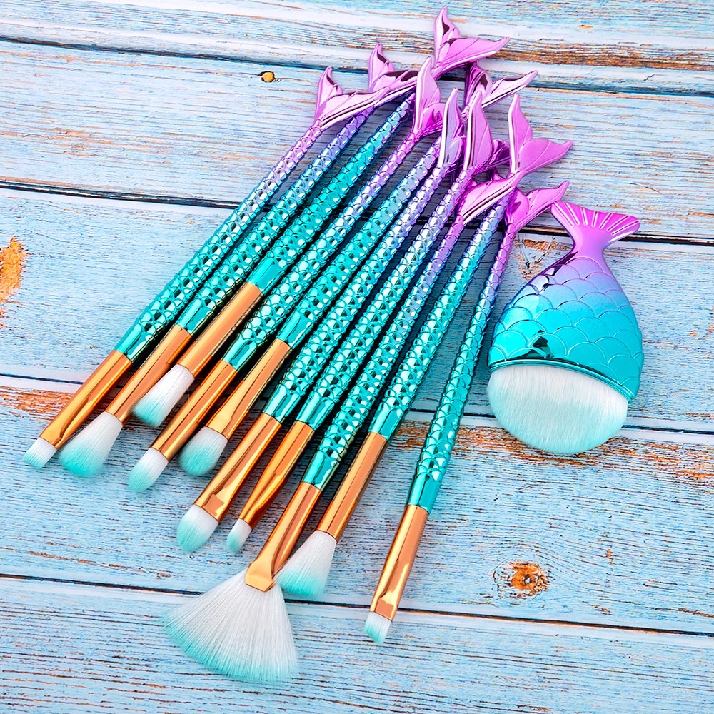 【Lejia】NYT Mermaid Makeup Brushes Set For Foundation Powder Blusher Eyeshadow Concealer Eye Face Make Up Brush Cosmetics