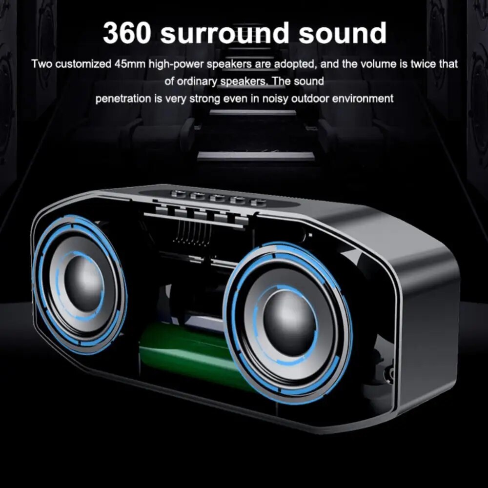 Powerful Bass Wireless Bluetooth Speaker LED Rhythm Flash Luidspreker FM Radio Wekker TF Card Super 6D Surround Sound Subwoofer. 