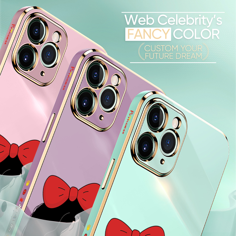 UCUC for OPPO A9 2020 A5 2020 Back Cover + Free Lanyard Cute Gir Luxury 6D Plating Case Side Pattern Soft Silicone Square Phone Cases. 