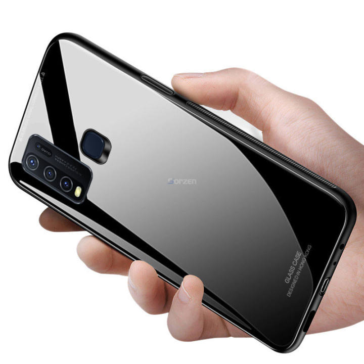 Vivo Y30i  - DESIGNED IN HONG KONG Scratchproof Tempered Glass Case Back Cover Casing ..