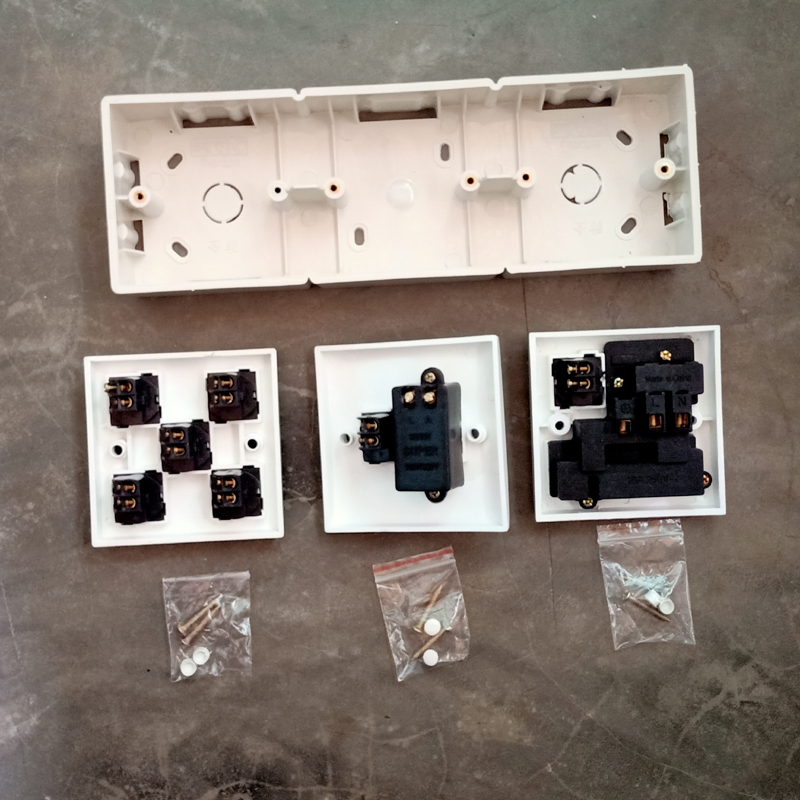 Electric Switch Board Combo 5 Gang Switch with 6 Pin Multi Socket, Fan Dimmer (Regulator), 3 Gang PVC Board Back Part/Tola Family Combo All in 1. 