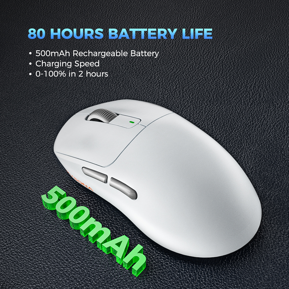 Kysona M600 PAW3395 White Wireless Gaming Esports Mouse 55g 26000DPI 6 Buttons Optical PAM3395 Computer Mice For Laptop PC. 