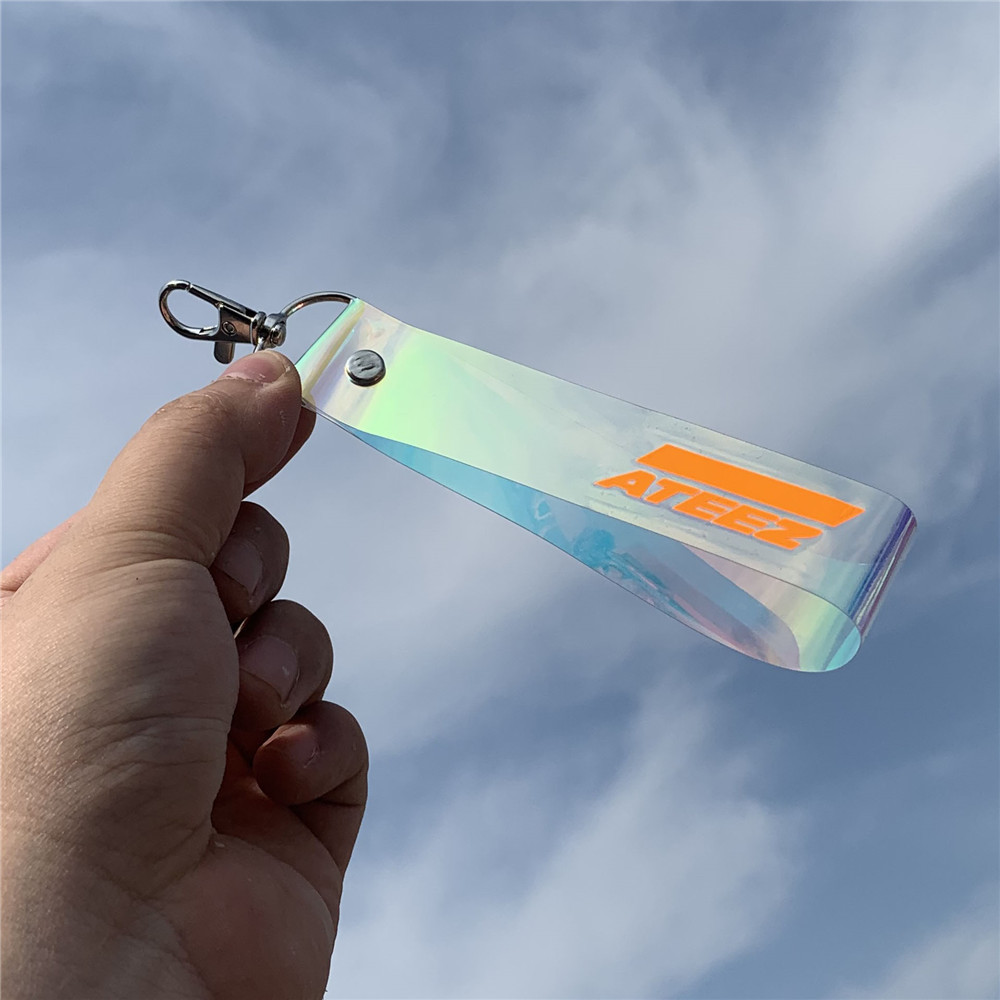 Kpop ATEEZ keychain Mobile Phone Strap Laser PVC Hand Name Article Handbag Pendant Key chain Mobile Phone Charm YUNHO. 