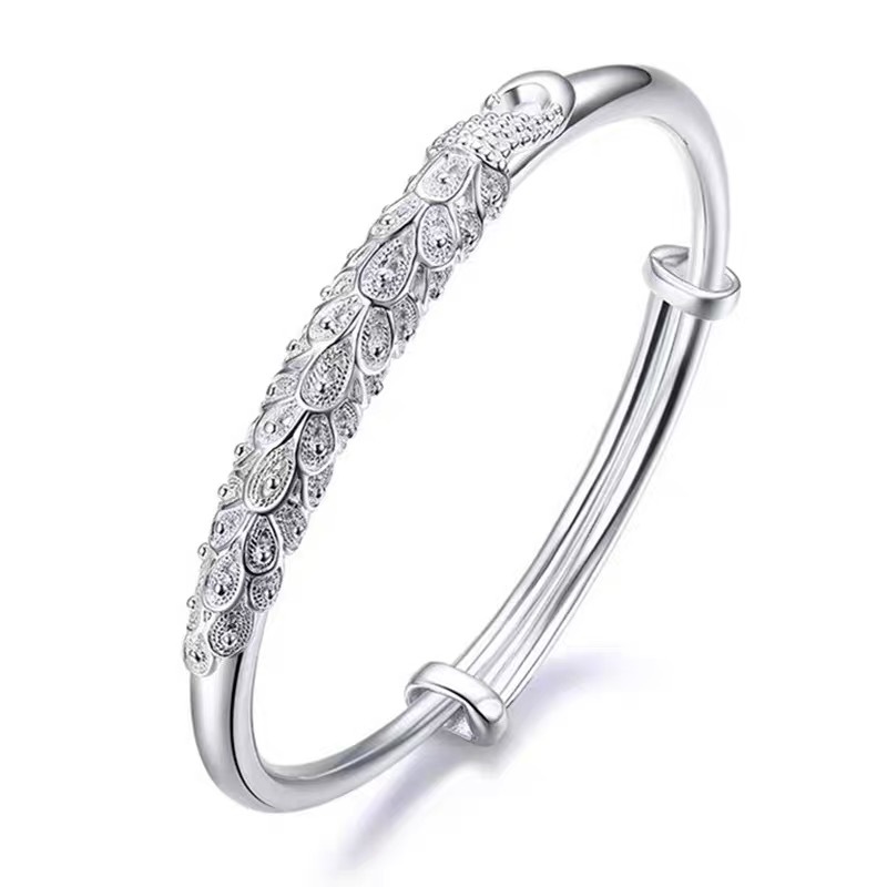 Peacock silver bracelet women's football silver bracelet retro ethnic style silver jewelry silver bracelet for mom girlfriend