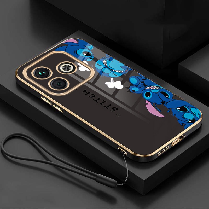 Tecno Spark GO 2024 Casing Cartoon Monsters Mobile Case Big Eyes Stitch Straight Edge Full Camera Protected Cover