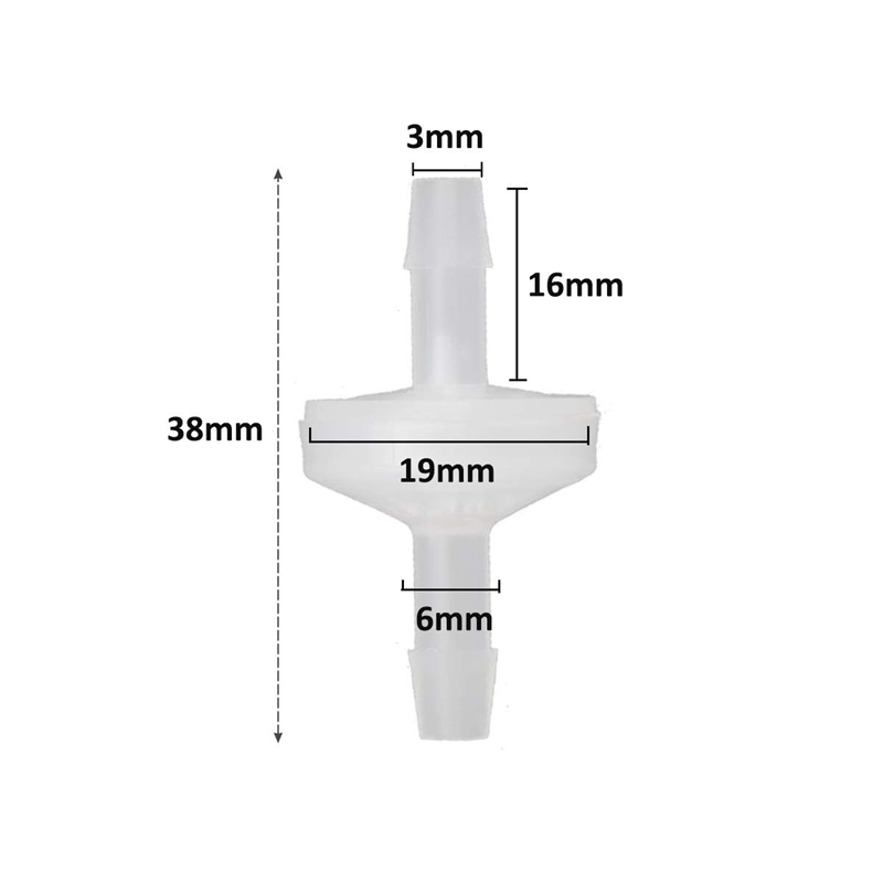 8 Pcs 1/4Inch Check Valve 6mm PVDF One Way Valve Inline Check Valve Non Return Check Valve for Fuel Gas Liquid Air. 