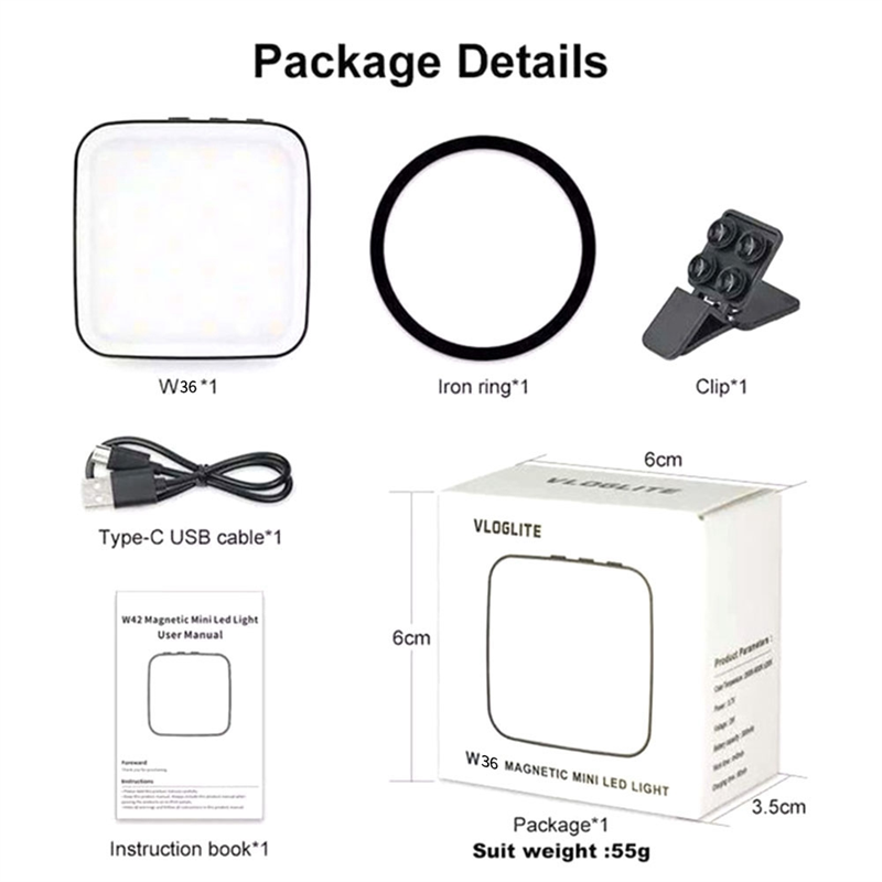 Mini Magnetic Pocket LED Light for MagSafe/iPhone 12 13 14 Series Cube-Fill Light with Clip for Makeup Vlog Live 36W High Guality Easy to Use. 