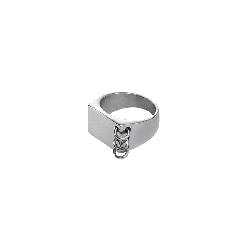 Original design open oval steamed bun ring flat three-ring spliced u200b u200bring titanium steel non-fading men's jewelry
