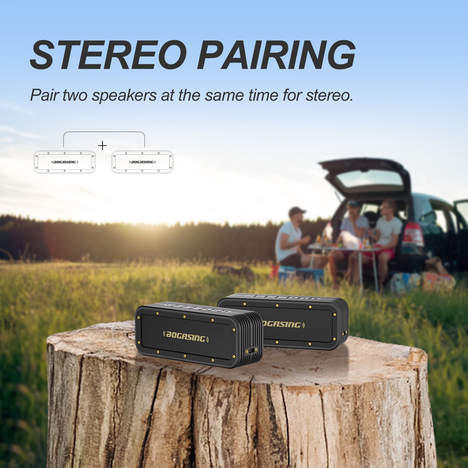 BOGASING M4 Bluetooth Speaker 40W Wireless Bluetooth 5.0 Speaker Extended Bass Outdoor IPX7 Waterproof Portable Speaker With Mic. 