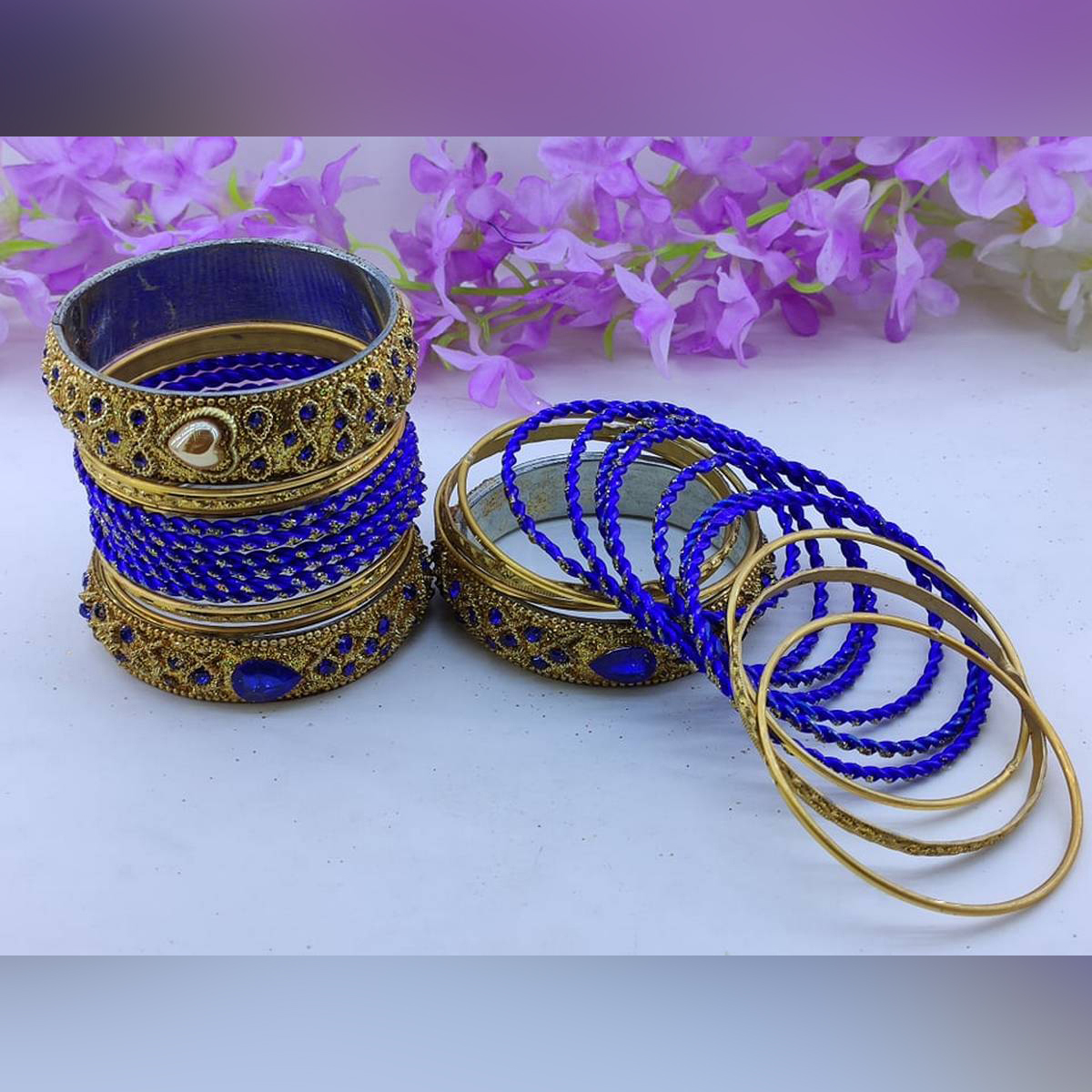 Nil Pori Party Churi Set Metal With Stone For Women Multicolour,Joypuri Bangle Churi For Women-G-120.
