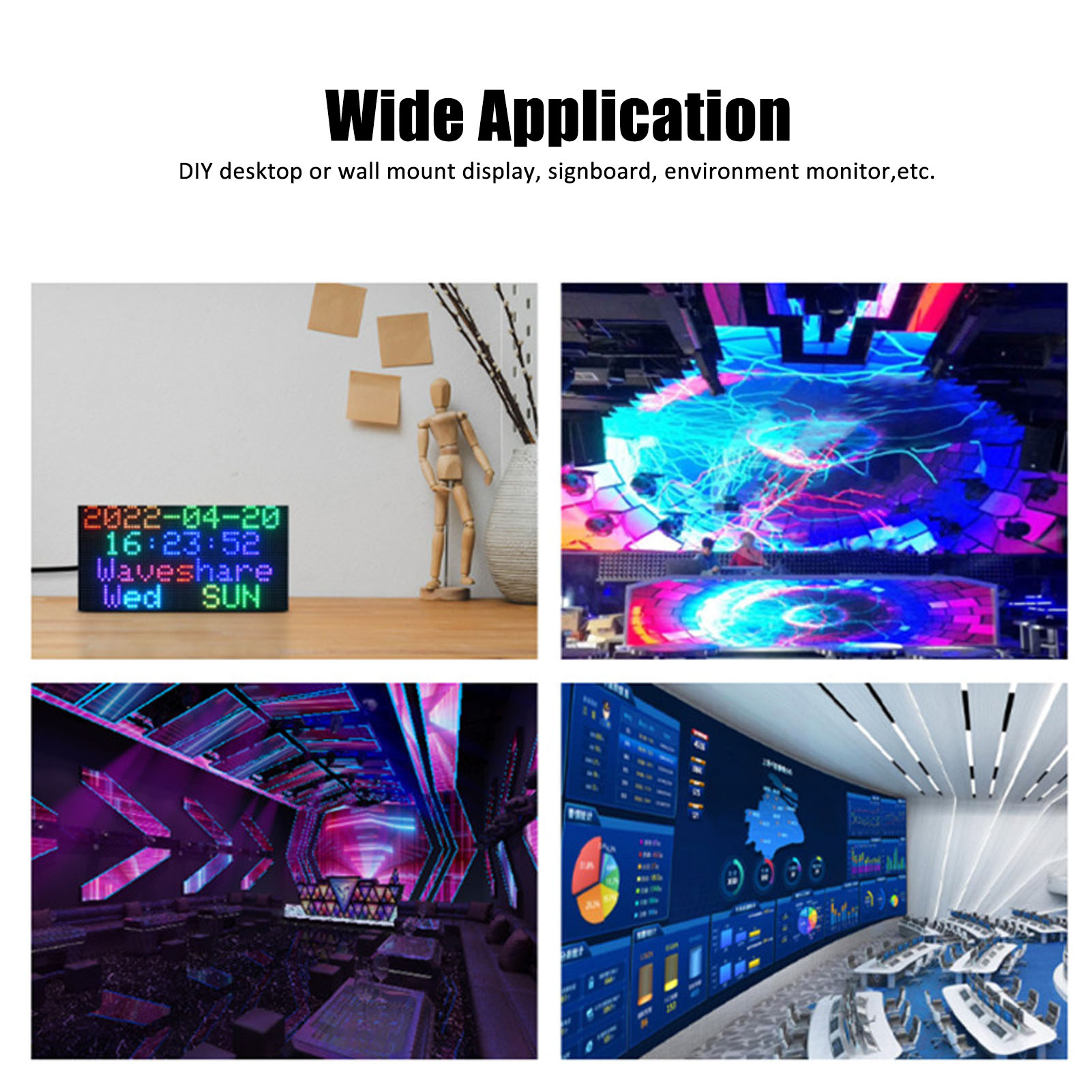 RGB LED Panel, RGB LED Board HUB75 Header 2048 DOTS 3.1in Wide for Monitor. 