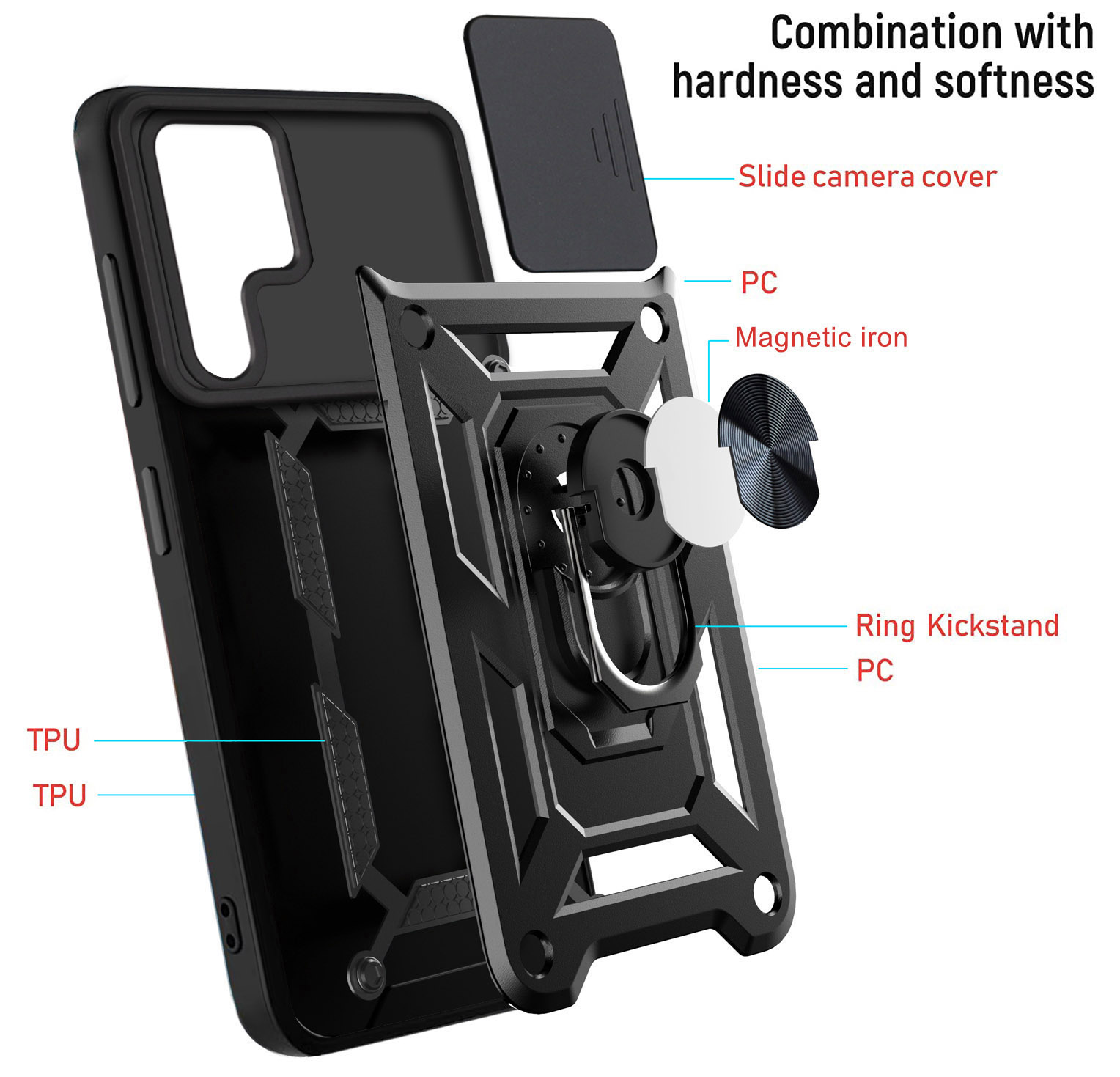 HODON Armor Shockproof Ring Stand Holder Case For Samsung Galaxy S24 S23 S22 S21 S20 Ultra S24 Plus S23FE Note 20 Cases Lens Push Pull Sliding Window Bracket Back Cover. 