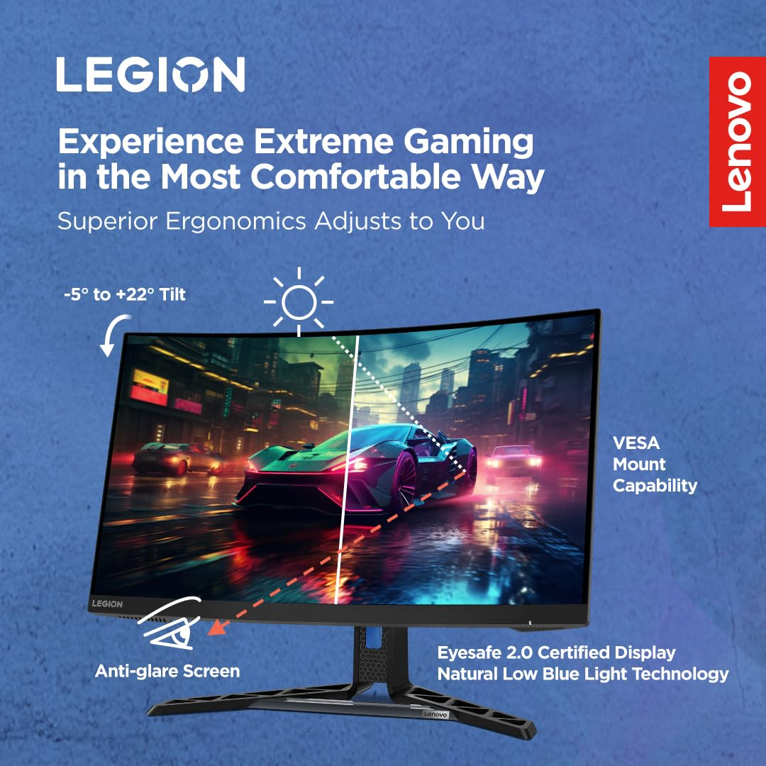 Lenovo Legion R27fc-30 | 27 Inch FHD 240Hz Gaming Monitor | 0.5ms, AMD FreeSync & NVDIA G-Sync , 99%sRGB, Speaker, 2x HDMI, 1x DP| Tilt, Swivel, Pivot, Height Adjust Stand| 67B6GAC1IN. 