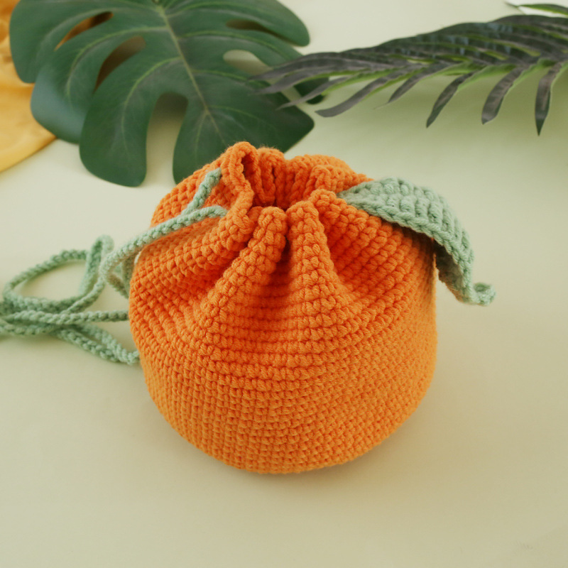 Original ugly orange corset bag Handmade wool knitted coin purse small fresh Own handmade team. 