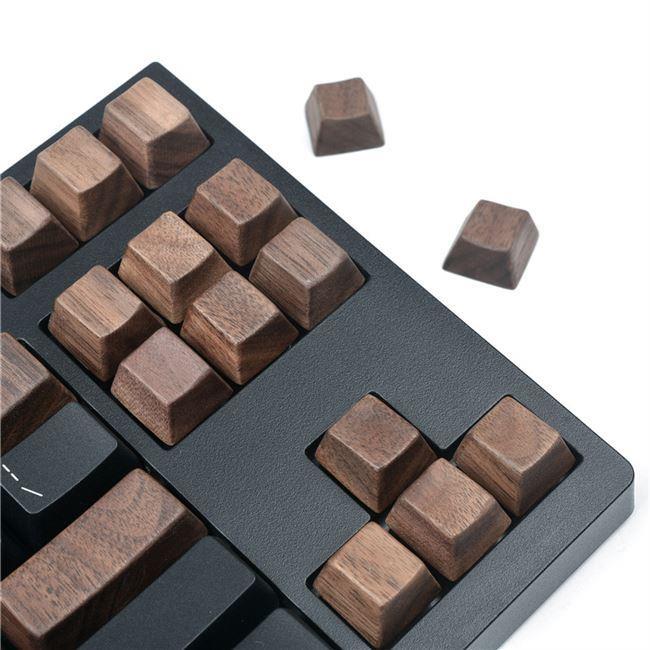 Black Walnut Personalized Keycaps Mechanical Keyboard with Handmade Solid Wood No Engraved ESC Space WSAD Enter Key. 